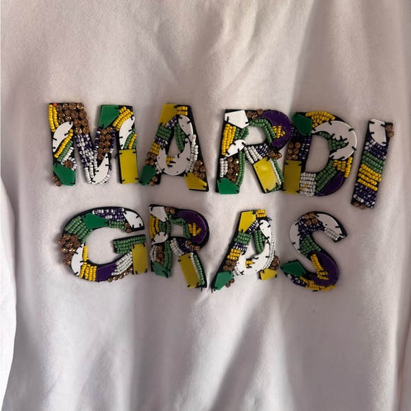 QUEEN OF SPARKLES White Mardi Gras Sweatshirt - Picture 5 of 8